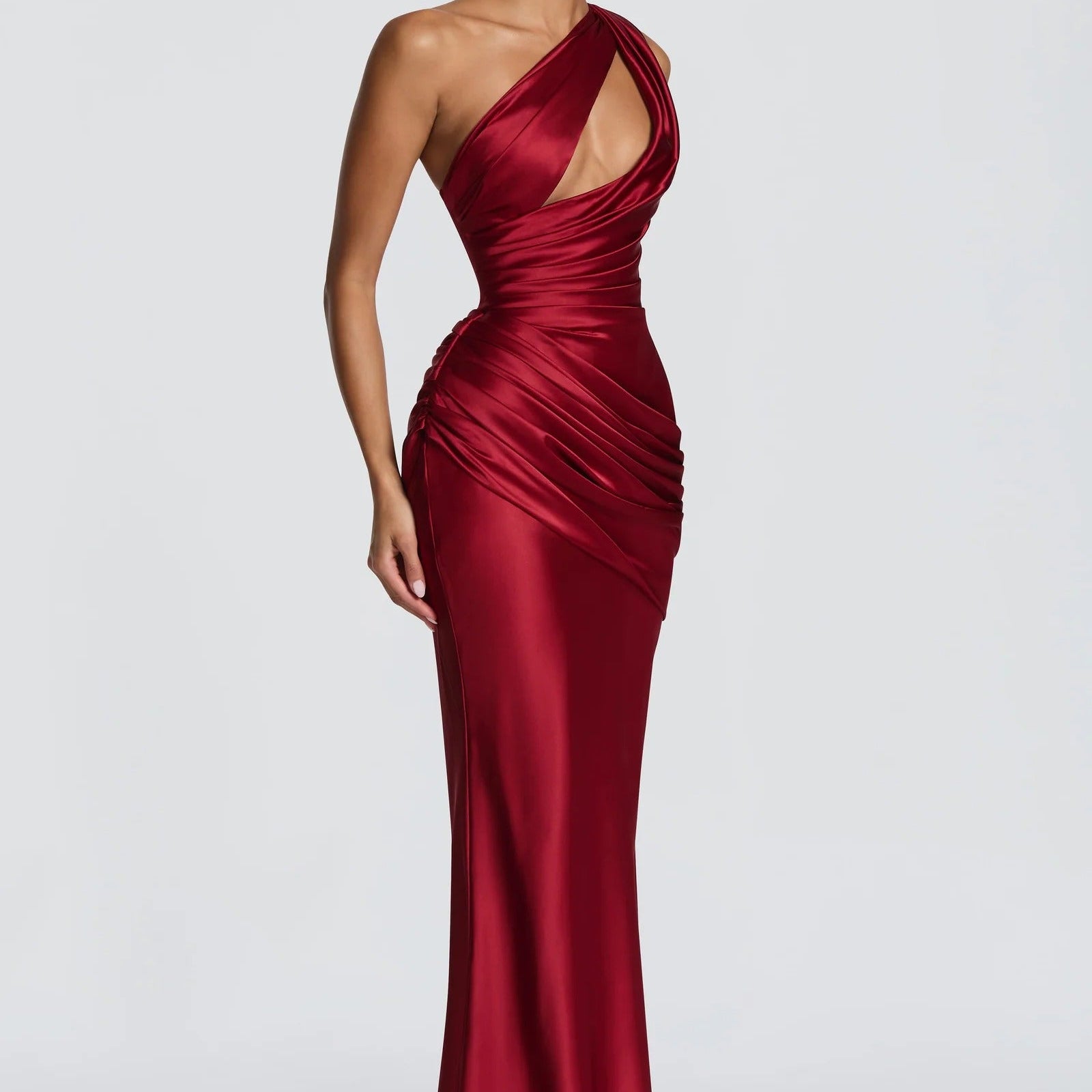 Off Shoulder Hollow Satin Fishtail Dress