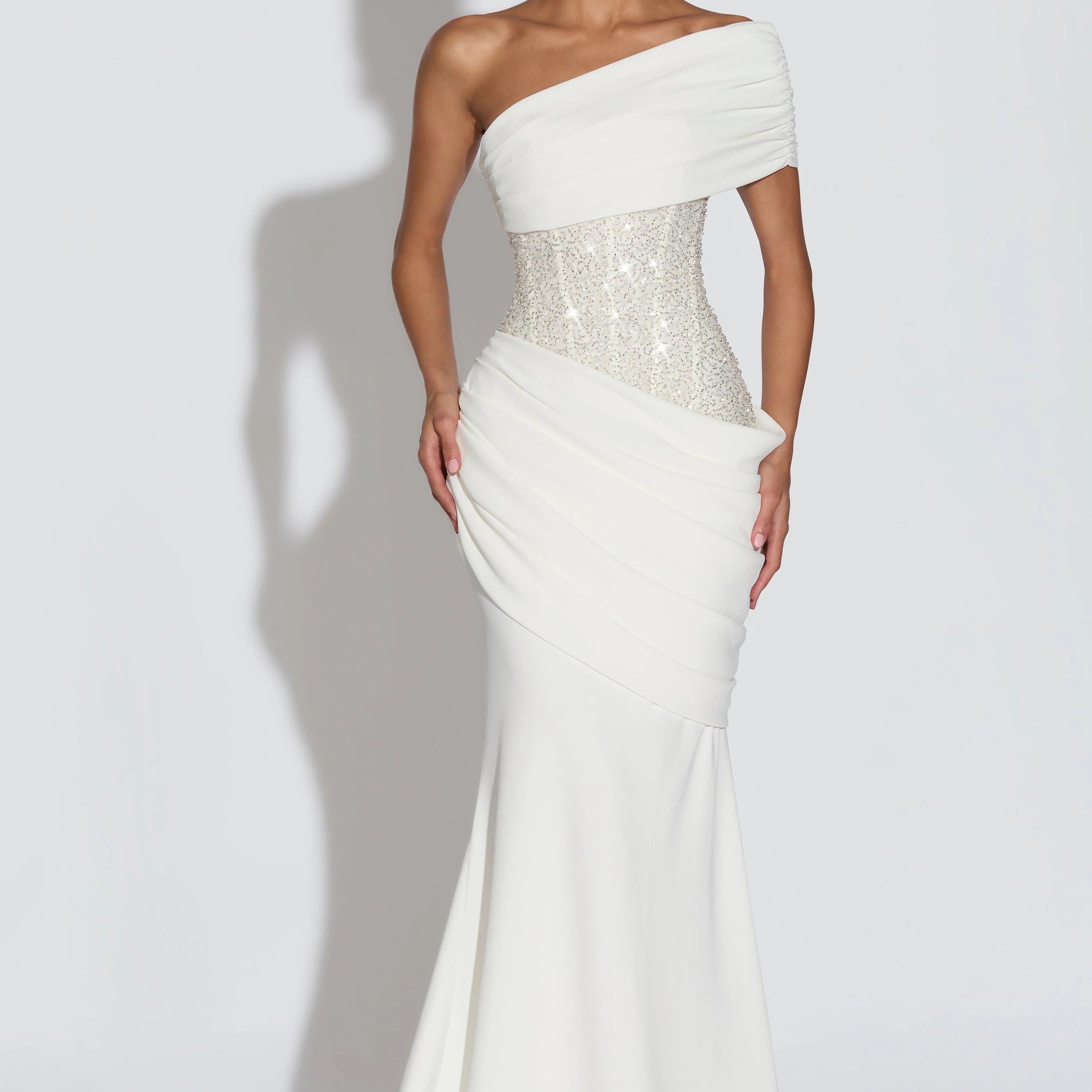 Off Shoulder Sequin Girdle Tail Mermaid Dress