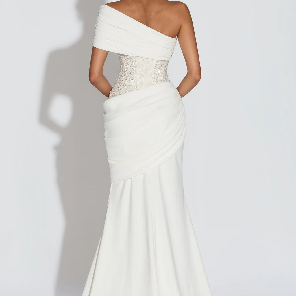 Off Shoulder Sequin Girdle Tail Mermaid Dress